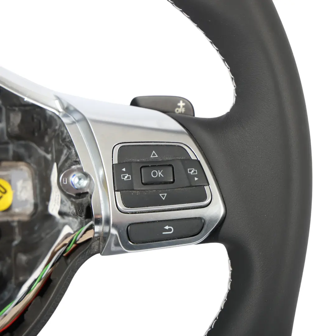 Steering Wheel NEW Black Leather Flat Bottom to VW Volkswagen Scirocco with Part number 1K8419091AA VW Volkswagen Scirocco Steering Wheel NEW Black Leather Flat Bottom - SKU 1K8419091AA-1 - Part number 1K8419091AA