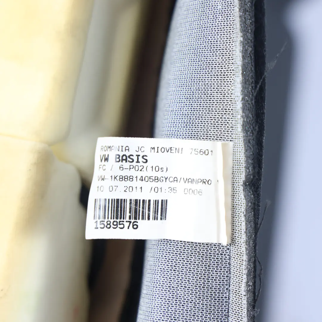 VW Scirocco Mk3 Front Seat Base Covering Fabric Black Grey Left N/S - SKU 1K8881405BG - Part number 1K8881405BG