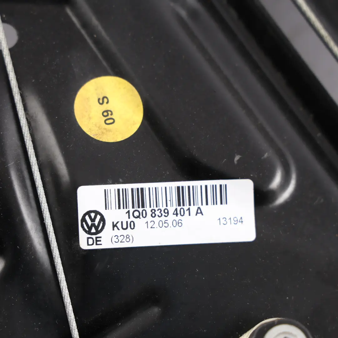 VW Volkswagen Eos 1F Rear Window Glass Regulator Lifter Left N/S - SKU 1Q0839401A - Part number 1Q0839401A
