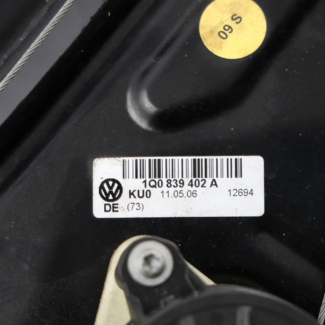 VW Volkswagen Eos 1F Rear Window Glass Regulator Lifter Right O/S - SKU 1Q0839402A - Part number 1Q0839402A