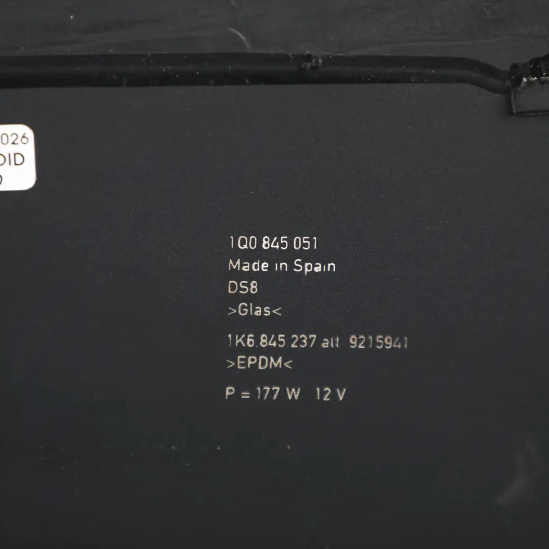 Volkswagen VW Eos Cabrio Szyba Tylna Dach Składany Przyciemniana AS3 - SKU 1Q0845051A - Numer Części 1Q0845051A