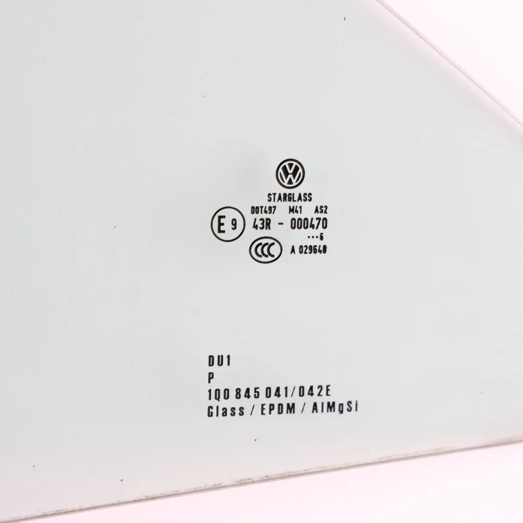 VW Volkswagen Eos 1F Rear Window Glass Glazing Left N/S AS2 Green - SKU 1Q0847271C - Part number 1Q0847271C