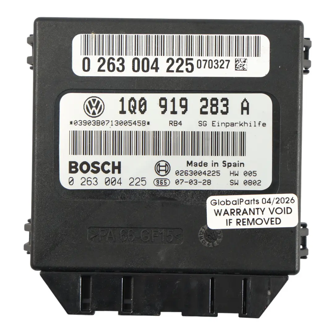 Volkswagen Eos 1F Sensore PDC Parcheggio Centralina Modulo ECU - SKU 1Q0919283A - Numero di parte 1Q0919283A