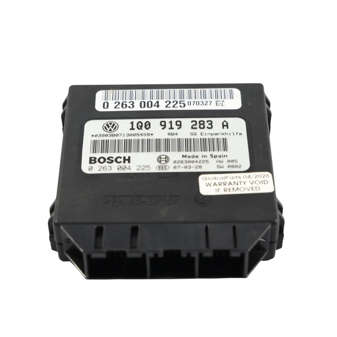 1F Einparkhilfe PDC Sensor Steuergerät Modul ECU für Volkswagen Eos mit Teilenummer 1Q0919283A Volkswagen Eos 1F Einparkhilfe PDC Sensor Steuergerät Modul ECU - SKU 1Q0919283A - Teilenummer 1Q0919283A