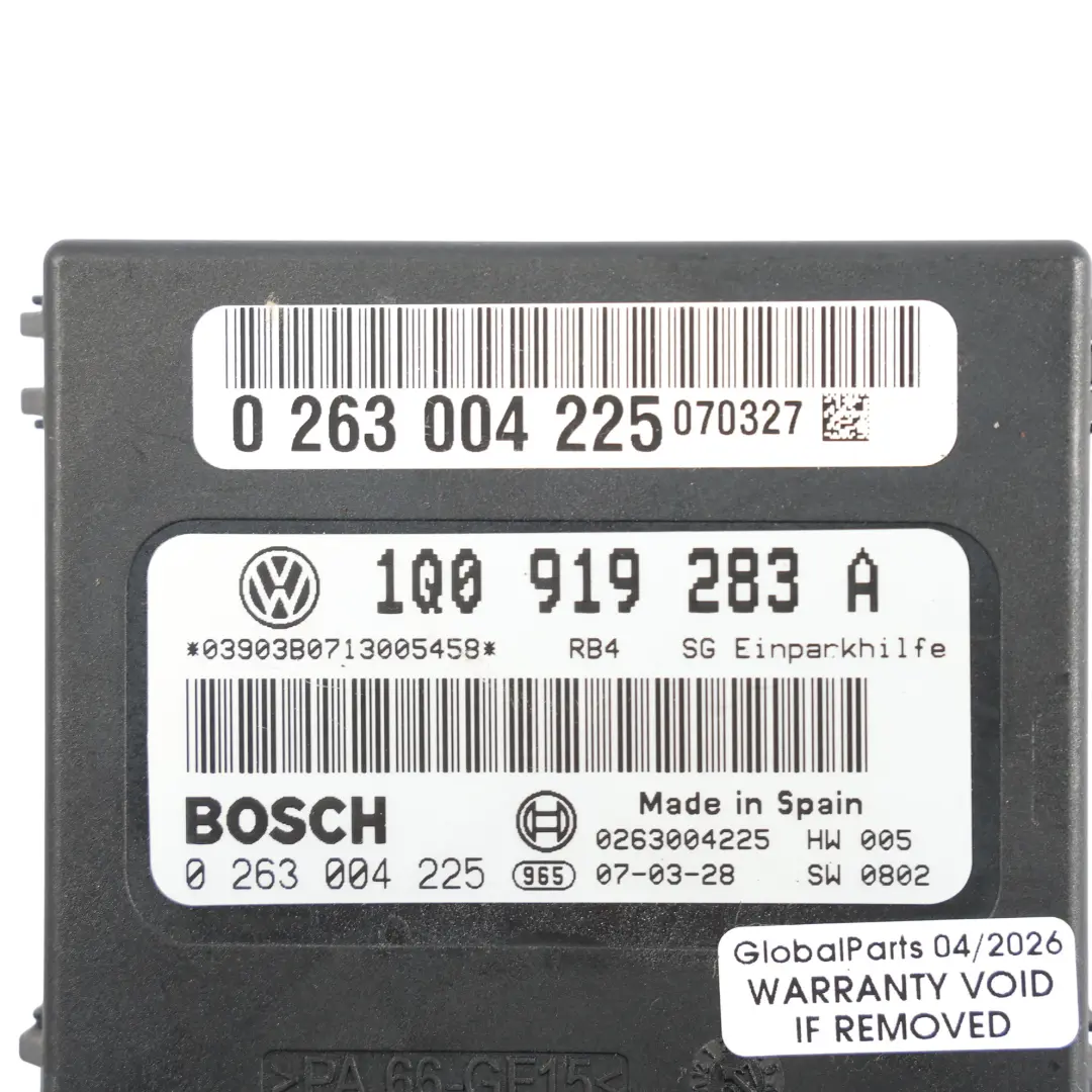 Volkswagen Eos 1F Capteur Aide Stationnement PDC Module ECU - SKU 1Q0919283A - Numéro de pièce 1Q0919283A
