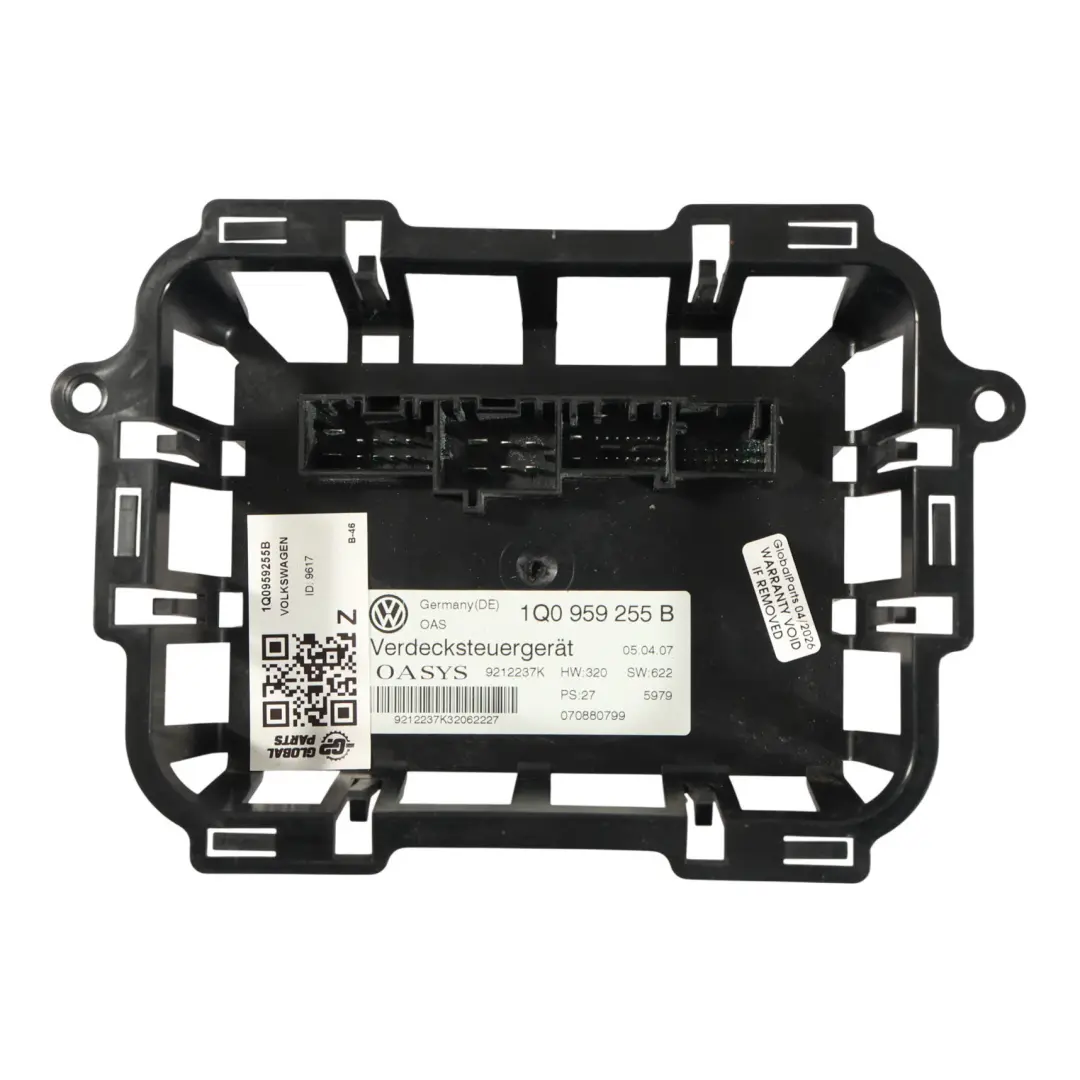 Volkswagen Eos 1F Cabriolet Module Contrôle ECU Toit Hydraulique - SKU 1Q0959255B - Numéro de pièce 1Q0959255B