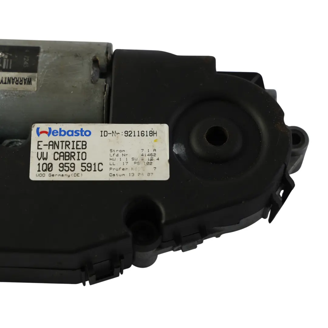 1F Cabrio Schiebedach Motor Antriebseinheit für Volkswagen Eos mit Teilenummer 1Q0959591C Volkswagen Eos 1F Cabrio Schiebedach Motor Antriebseinheit - SKU 1Q0959591C - Teilenummer 1Q0959591C