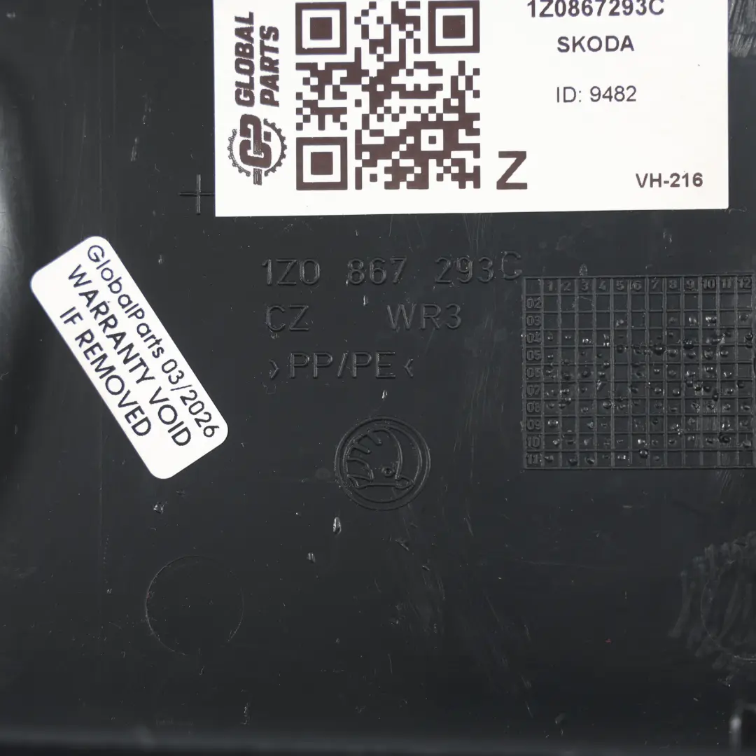 Skoda Octavia Mk2 Osłona Obudowa Słupka B Lewa Czarna - SKU 1Z0867293C - Numer Części 1Z0867293C