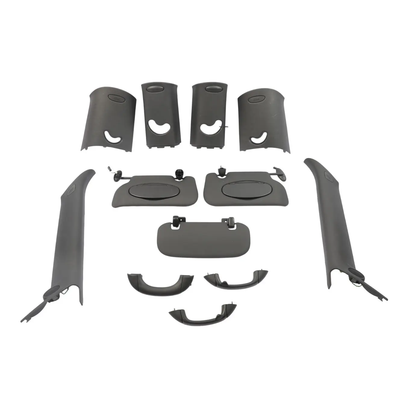 Mini R56 Roof Headlining Trims Covers Pillars Sun Visor Carbon Black Set 2752265