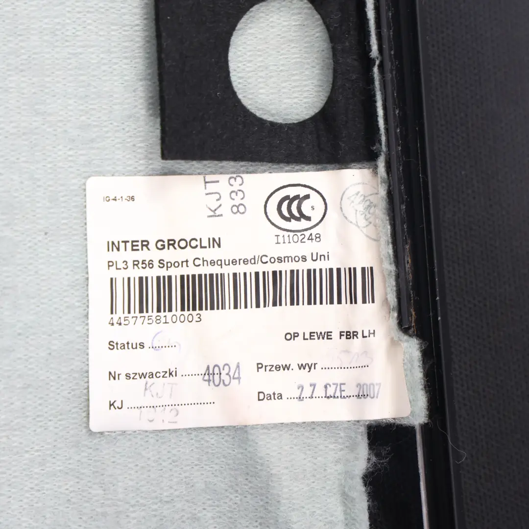 Mini Cooper R55 R56 R57 Sport Tissu Carreaux Dossier Siège Avant Gauche - SKU 2753487-2 - Numéro de pièce 2753487