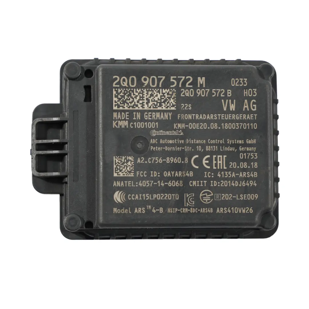Audi Q2 GA VW Tiguan AD Sensore Radar Distanza Anteriore ECU - SKU 2Q0907572M - Numero di parte 2Q0907572M