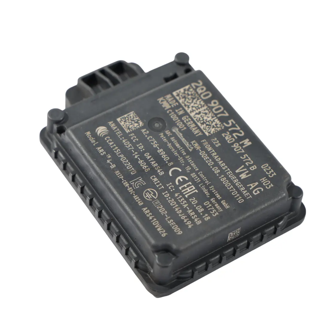 Distance Radar Sensor Front ECU Control Unit to Audi Q2 GA VW Tiguan AD with Part number 2Q0907572M Audi Q2 GA VW Tiguan AD Distance Radar Sensor Front ECU Control Unit - SKU 2Q0907572M - Part number 2Q0907572M