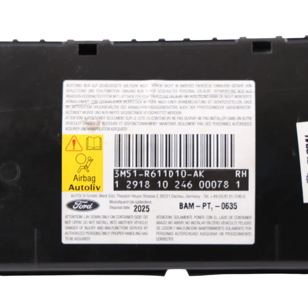 MK1 C394 Front Seat Side Air Module Unit Right O/S to Ford Kuga with Part number 3M51-R611D10-AK Ford Kuga MK1 C394 Front Seat Side Air Module Unit Right O/S - SKU 3M51-R611D10-AK - Part number 3M51-R611D10-AK