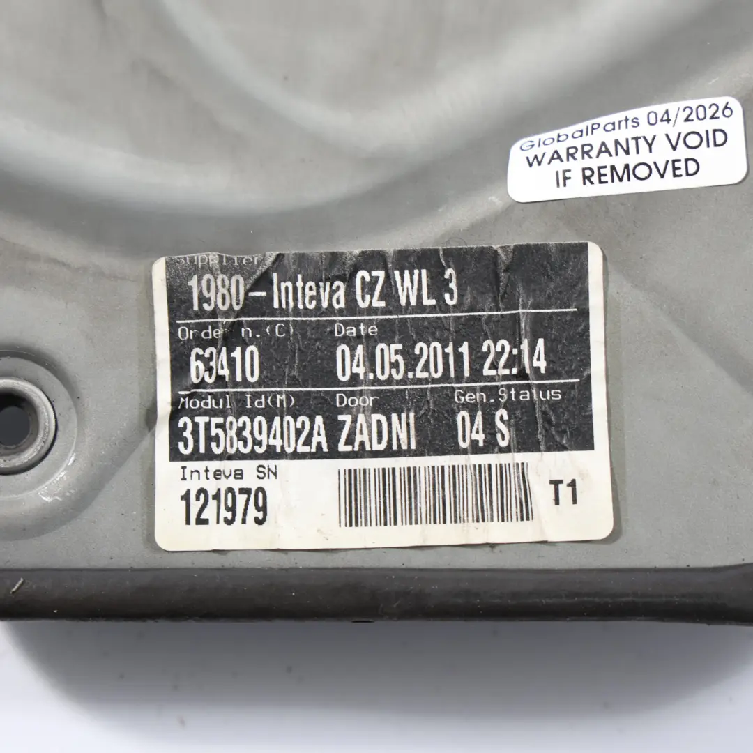 3T B6 Alzacristallo Meccanismo Posteriore Destro per Skoda Superb con numero di parte 3T0839462 Skoda Superb 3T B6 Alzacristallo Meccanismo Posteriore Destro - SKU 3T0839462 - Numero di parte 3T0839462