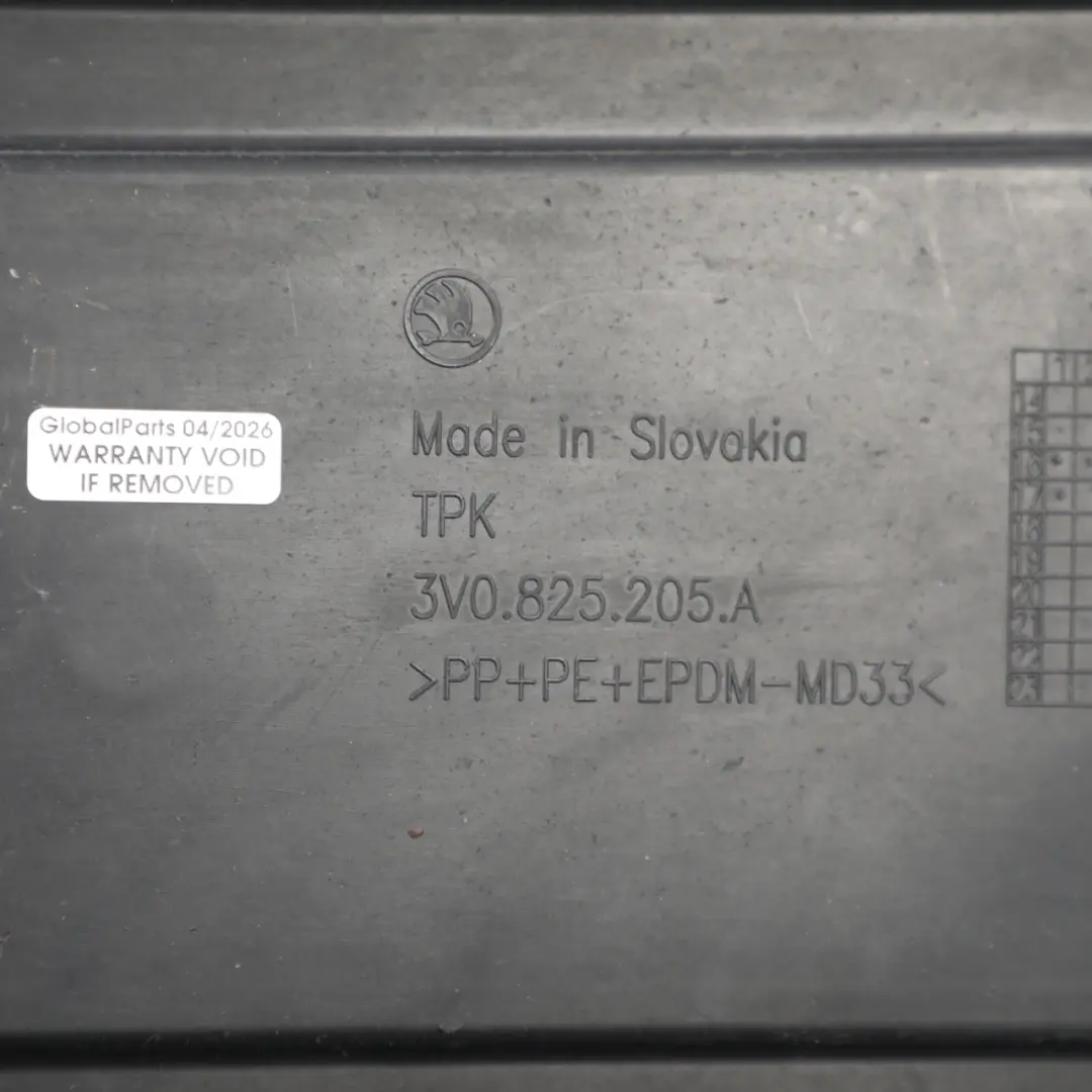 Skoda Superb Mk3 Underbody Underfloor Tray Cover Trim Rear Right O/S - SKU 3V0825205A - Part number 3V0825205A