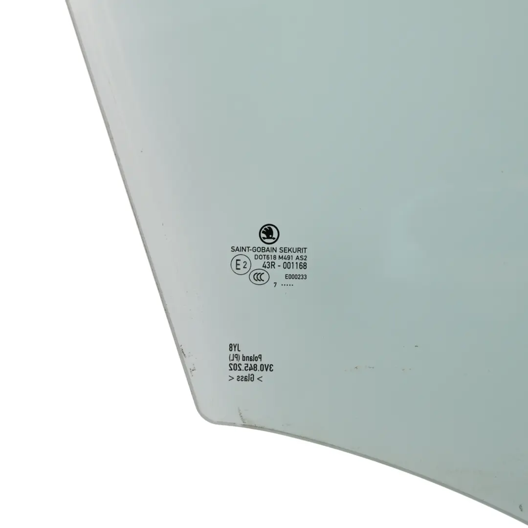 MK3 3V Door Window Glass AS2 Front Right O/S Side to Skoda Superb with Part number 3V0845202 Skoda Superb MK3 3V Door Window Glass AS2 Front Right O/S Side - SKU 3V0845202 - Part number 3V0845202