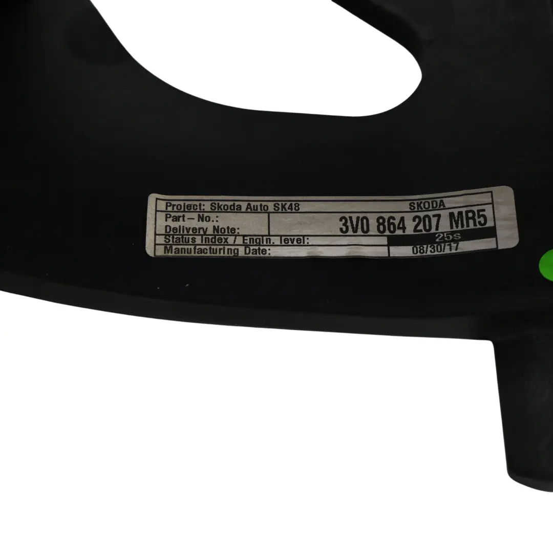 Skoda Superb MK3 3V Console Centrale Accoudoir Cuir Panneau Noir - SKU 3V0864207 - Numéro de pièce 3V0864207