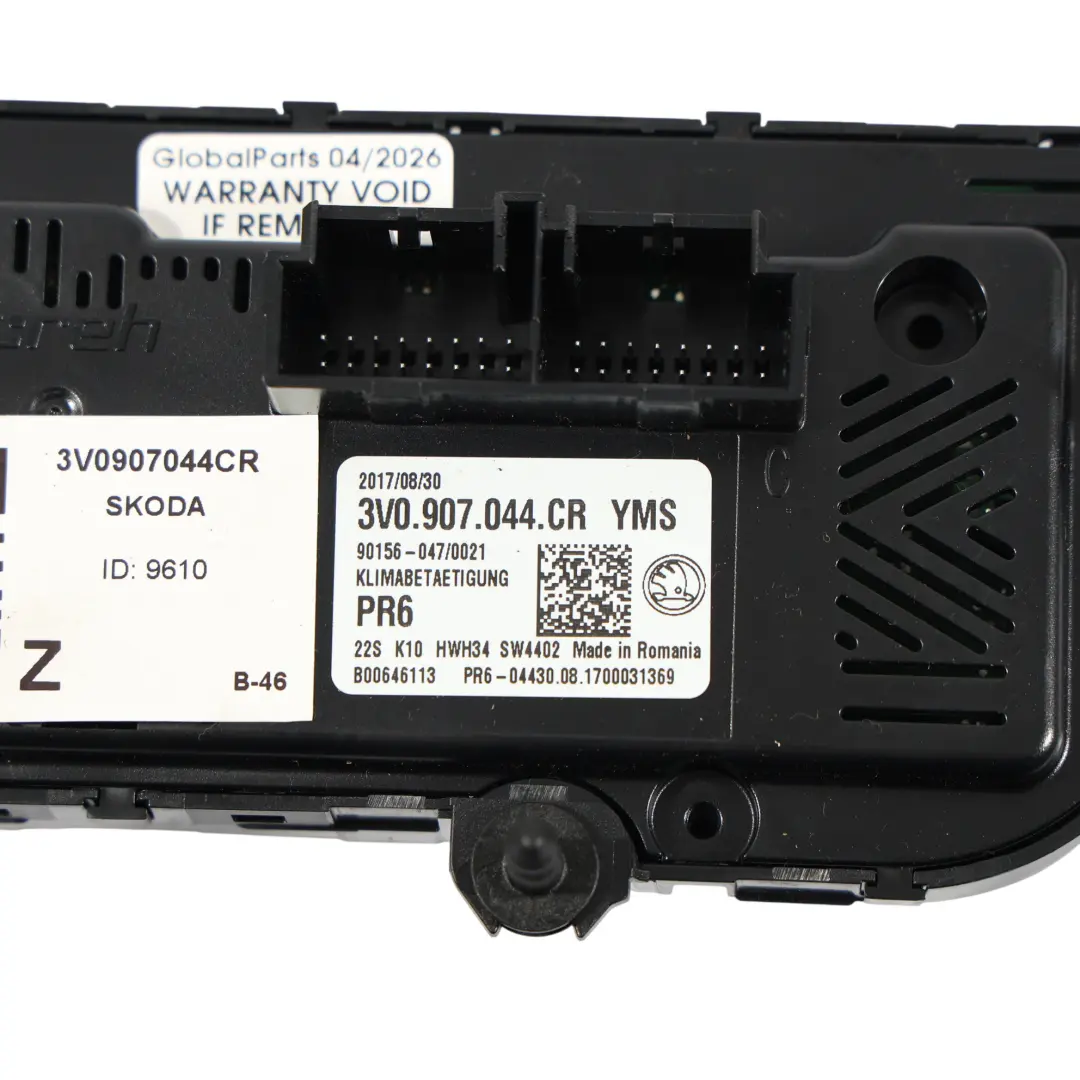 Skoda Superb 3V Panel Sterowania Klimatyzacji Nawiewu - SKU 3V0907044CR - Numer Części 3V0907044CR