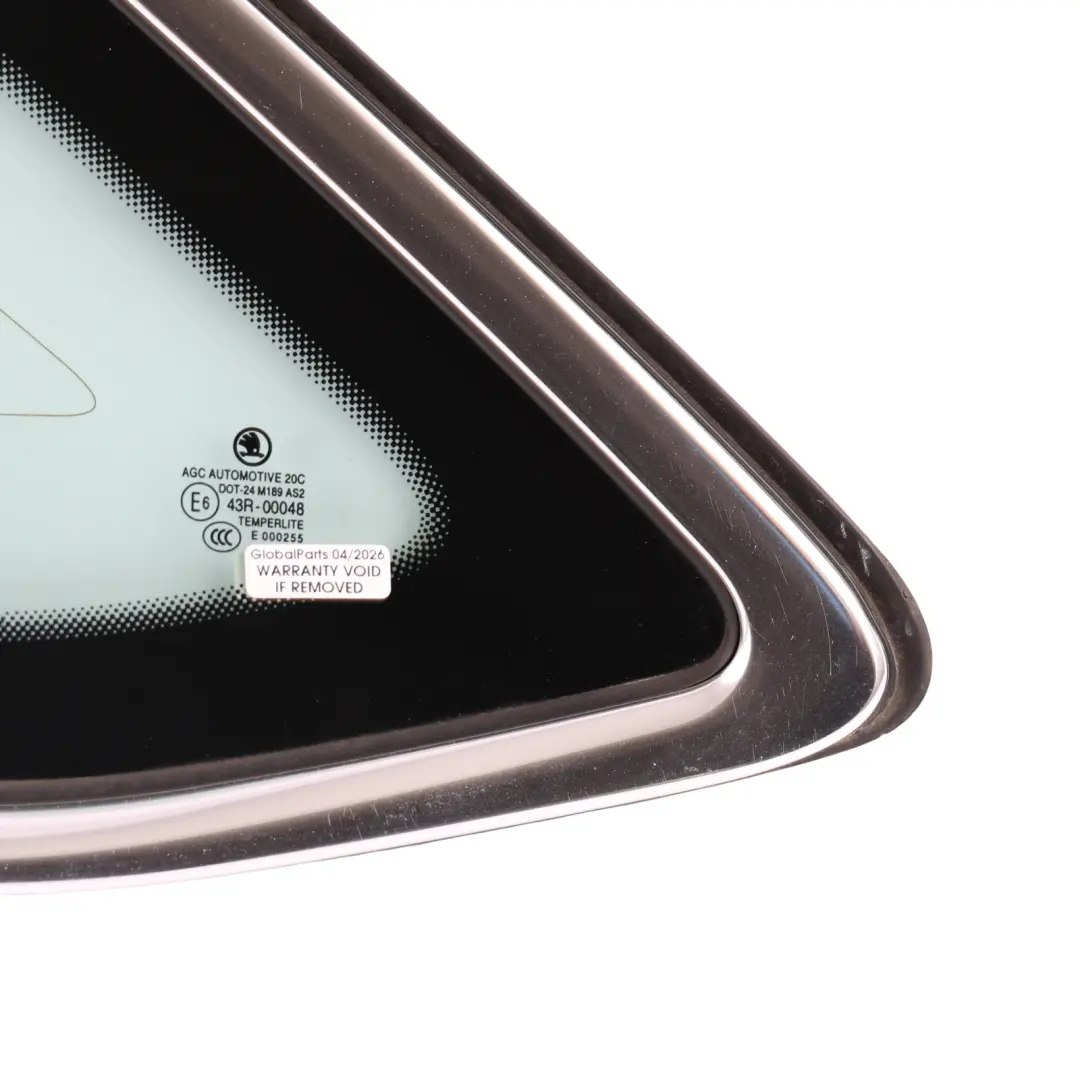 Skoda Superb 3V Side Window Fixed Glass Tinted Chrome Rear Left N/S 3V9845297 - SKU 3V9845297K - Part number 3V9845297K