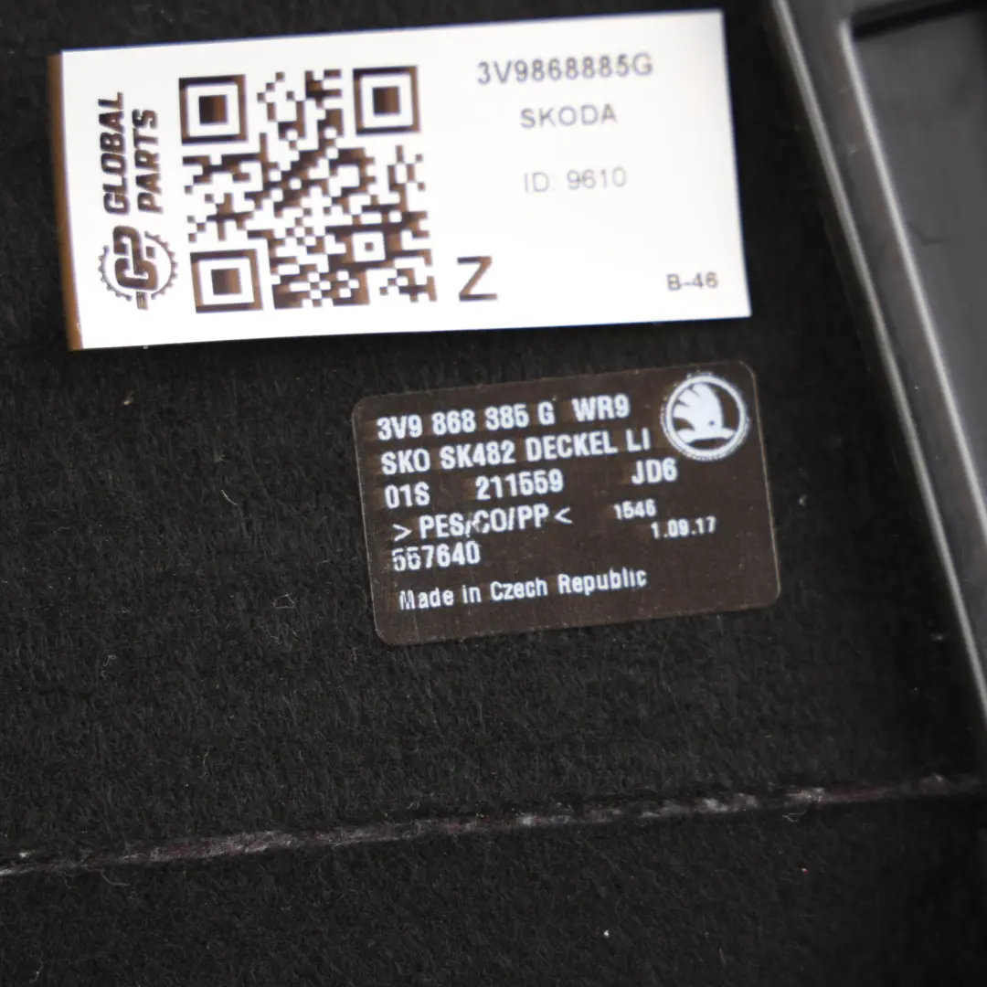 Mk3 3V Rear Boot Trunk Insert Trim Cover Left N/S to Skoda Superb with Part number 3V9868885G Skoda Superb Mk3 3V Rear Boot Trunk Insert Trim Cover Left N/S - SKU 3V9868885G - Part number 3V9868885G