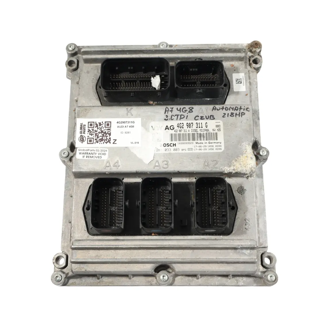 Audi A7 4G 3.0 TDI 218HP Quattro Engine Control ECU Kit Automatic - SKU 4G2907311G - Part number 4G2907311G