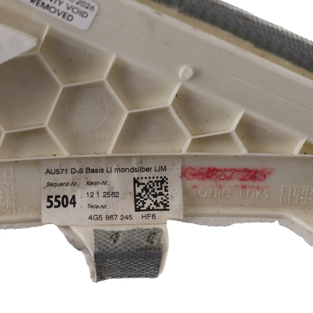 D-Pillar Trim Cover Passenger Side Left N/S Moon Silver to Audi A6 S6 C7 with Part number 4G5867245 Audi A6 S6 C7 D-Pillar Trim Cover Passenger Side Left N/S Moon Silver - SKU 4G5867245 - Part number 4G5867245