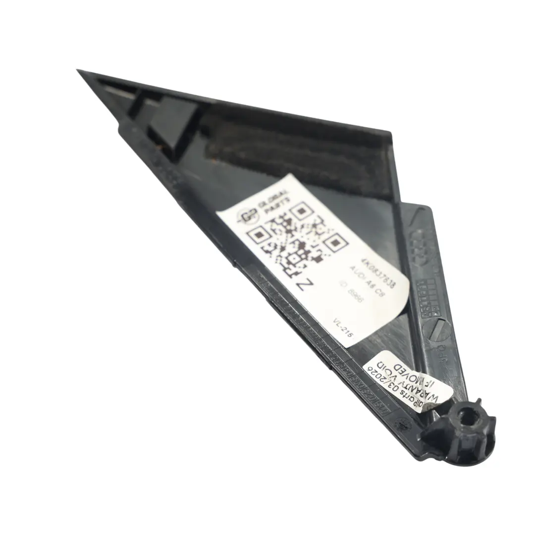 Door Triangle Trim Cover Exterior Front Right O/S to Audi A6 C8 RS6 with Part number 4K0837638 Audi A6 C8 RS6 Door Triangle Trim Cover Exterior Front Right O/S - SKU 4K0837638 - Part number 4K0837638