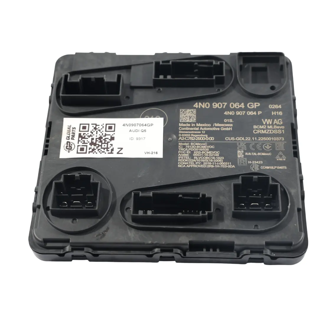 Módulo Unidad Control Confort BCM ECU para Audi Q5 FY VW Touareg con número de pieza 4N0907064GP Audi Q5 FY VW Touareg Módulo Unidad Control Confort BCM ECU - SKU 4N0907064GP - Número de pieza 4N0907064GP