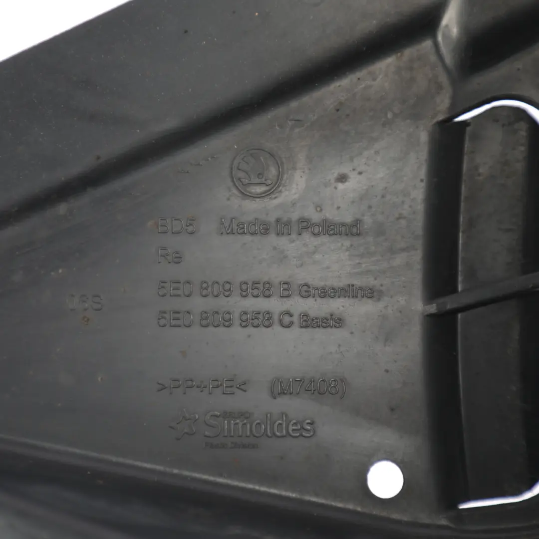 Skoda Octavia Mk3 Front Splash Wheel Arch Liner Cover Trim Right O/S - SKU 5E0809958C - Part number 5E0809958C