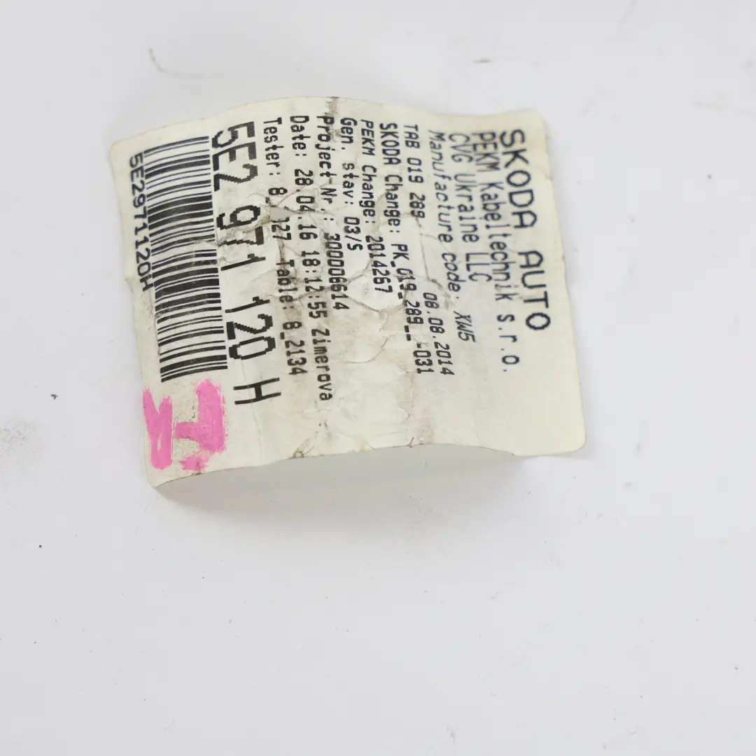 Skoda Octavia Mk3 Driver's Door Wiring Loom Harness Front Right O/S - SKU RHD-5E2971120H - Part number 5E2971120H