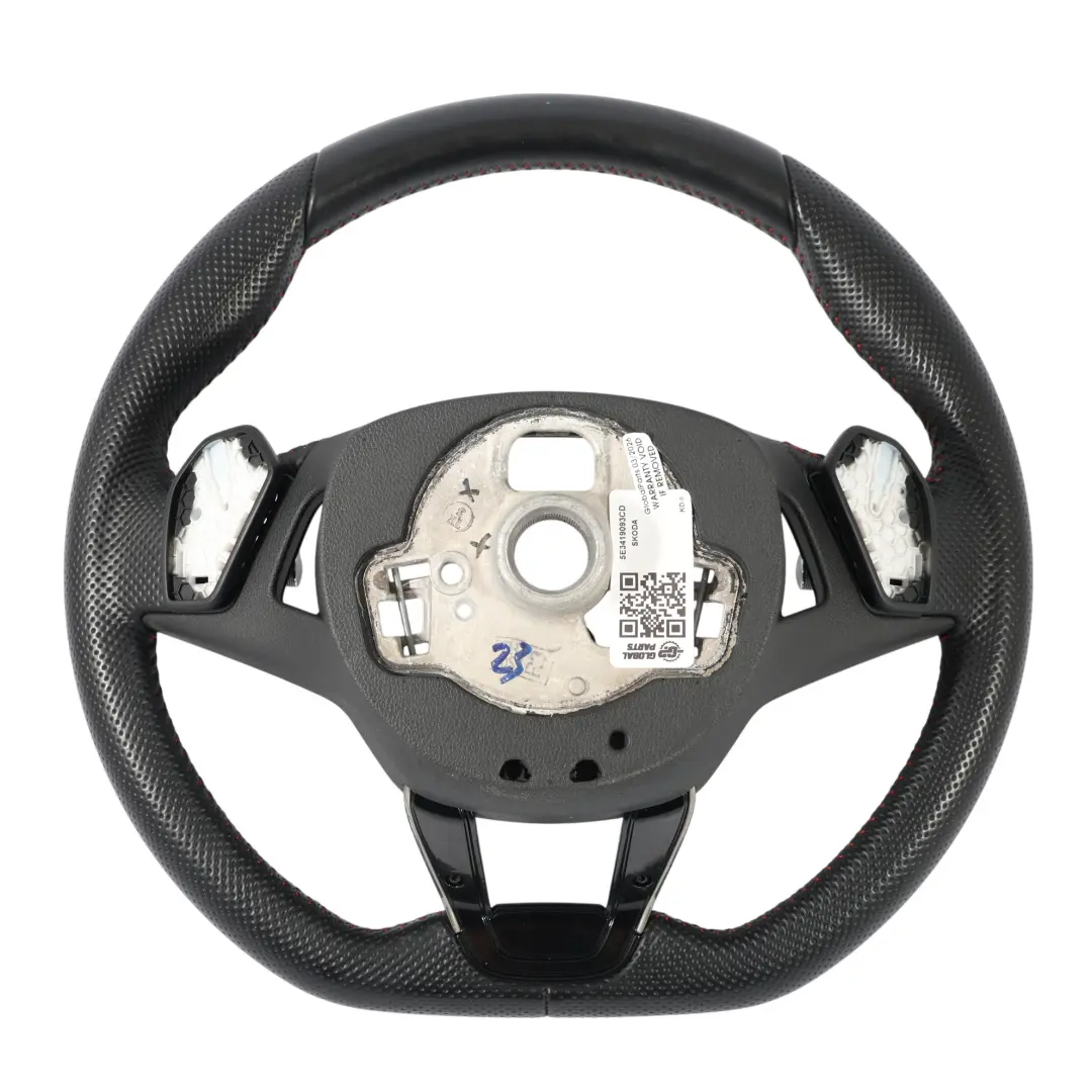 MK4 VRS Steering Wheel Leather Heated Flat Bottom to Skoda Octavia with Part number 5E3419093CD Skoda Octavia MK4 VRS Steering Wheel Leather Heated Flat Bottom - SKU 5E3419093CD - Part number 5E3419093CD