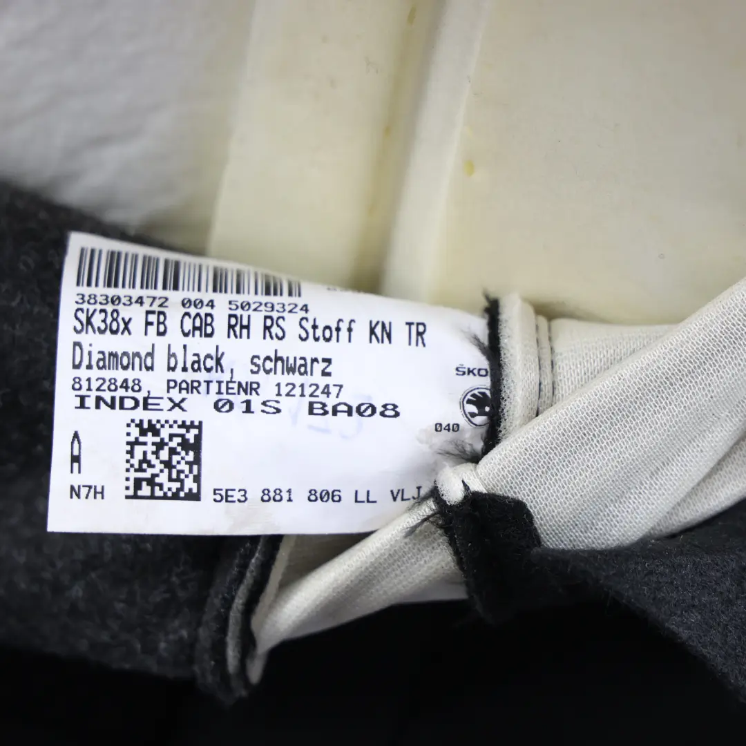 Skoda Octavia VRS Front Seat Backrest Cover Right O/S Heated Alcantara Black Red - SKU 5E3881806LL - Part number 5E3881806LL