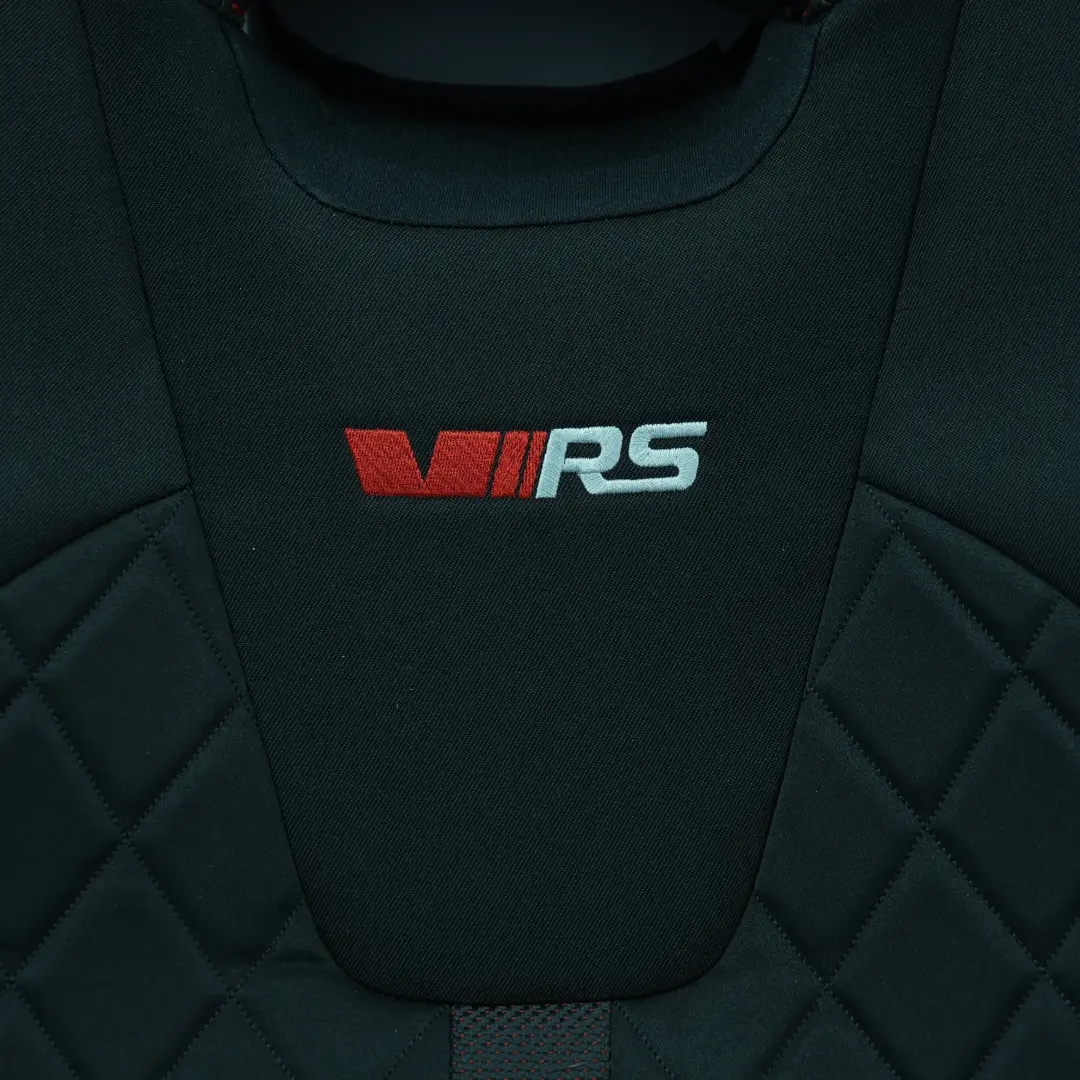 VRS Front Seat Backrest Cover Right O/S Heated Alcantara Black Red to Skoda Octavia with Part number 5E3881806LL Skoda Octavia VRS Front Seat Backrest Cover Right O/S Heated Alcantara Black Red - SKU 5E3881806LL - Part number 5E3881806LL