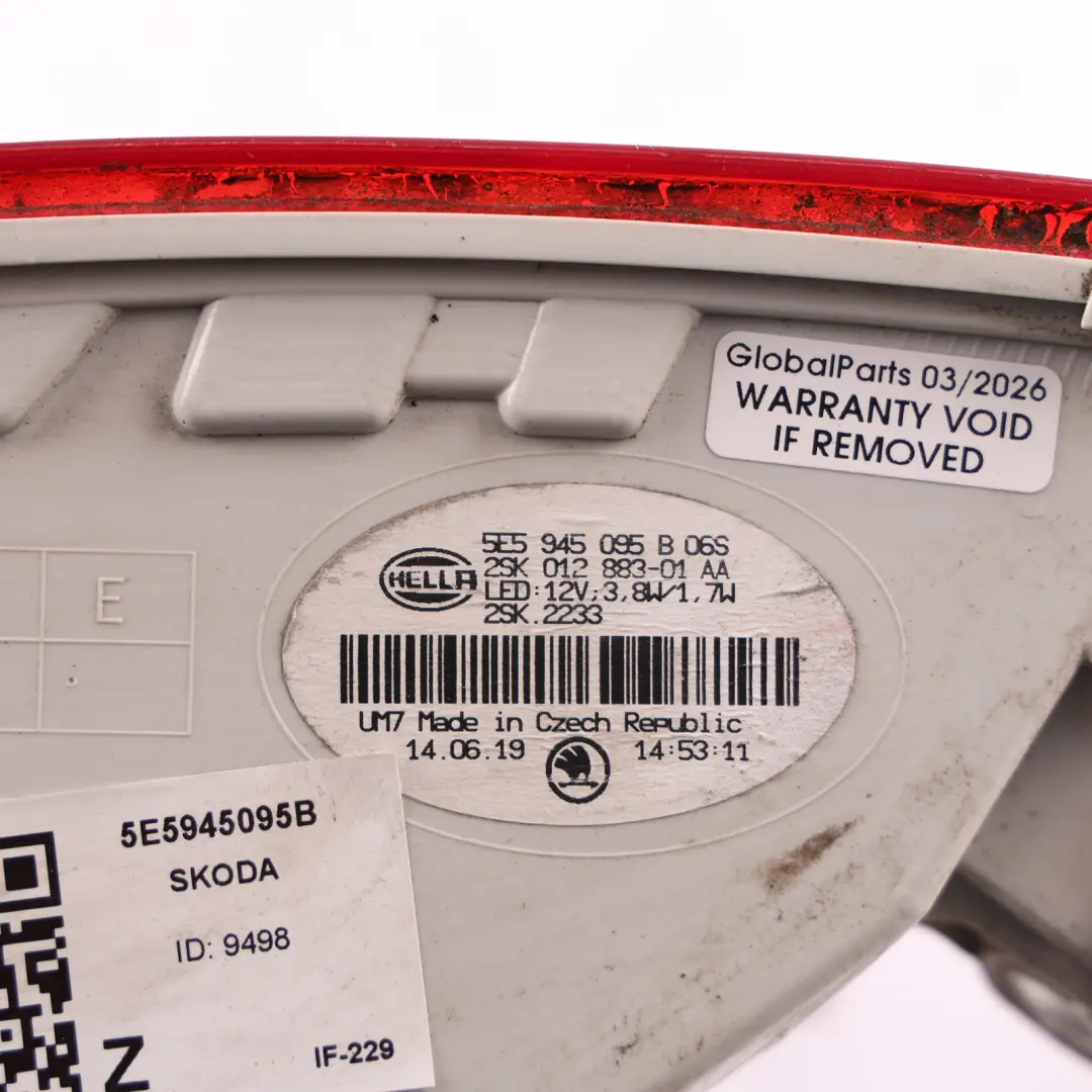 Skoda Octavia Mk3 Saloon Rear Tail Light Lamp Left N/S - SKU 5E5945095B - Part number 5E5945095B