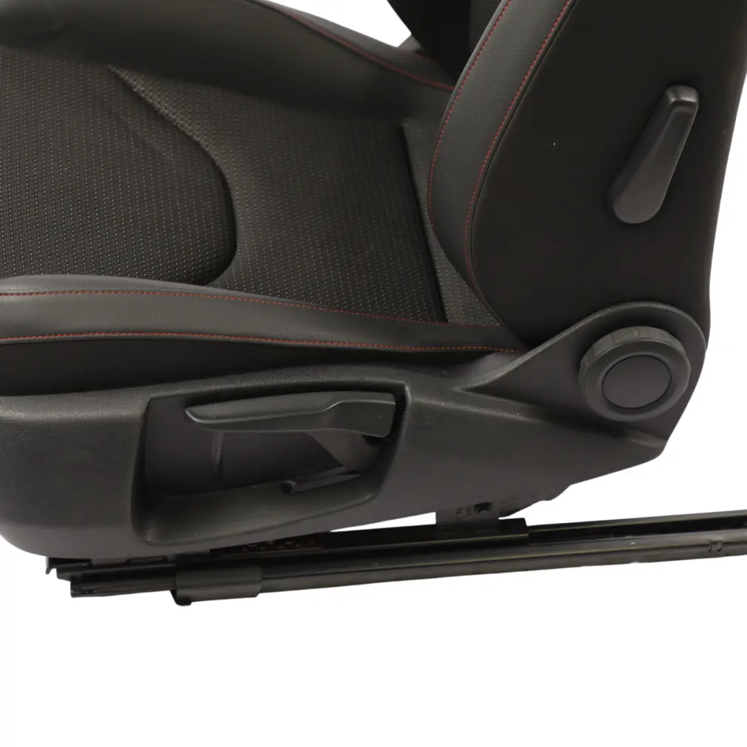 Mk3 Comfort Seat Front Left N/S Leather Cloth Black Red Stitching to Seat Leon with Part number 5F0881805CT Seat Leon Mk3 Comfort Seat Front Left N/S Leather Cloth Black Red Stitching - SKU 5F0881805CT - Part number 5F0881805CT
