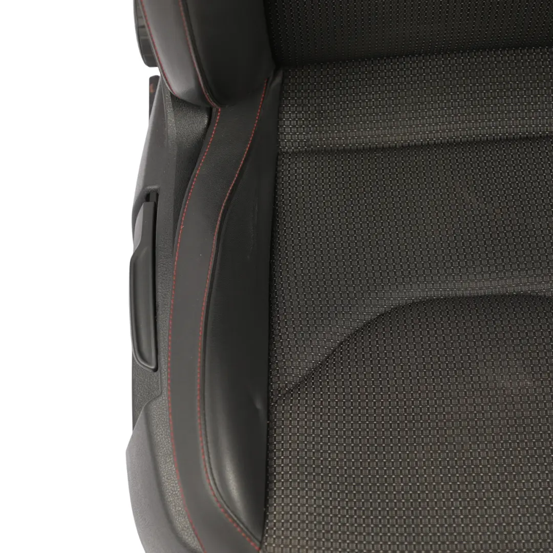 Mk3 Comfort Seat Front Right O/S Leather Cloth Black Red Stitching to Seat Leon with Part number 5F0881806CT Seat Leon Mk3 Comfort Seat Front Right O/S Leather Cloth Black Red Stitching - SKU 5F0881806CT - Part number 5F0881806CT