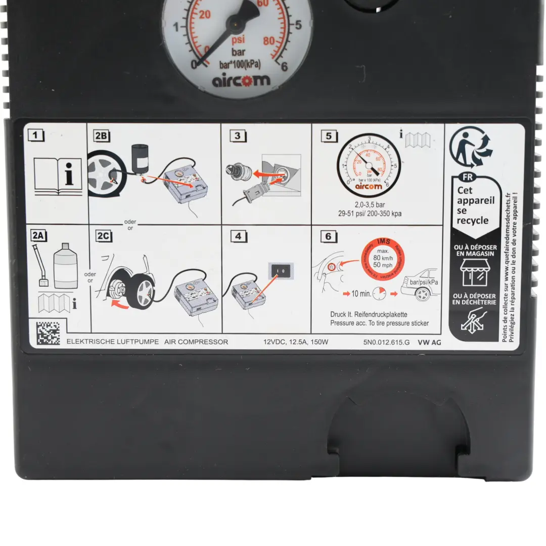Volkswagen Golf Mk8 Pump Compressor Sealant Foam Towing Eye Set - SKU 5G0601705-1 - Part number 5G0601705