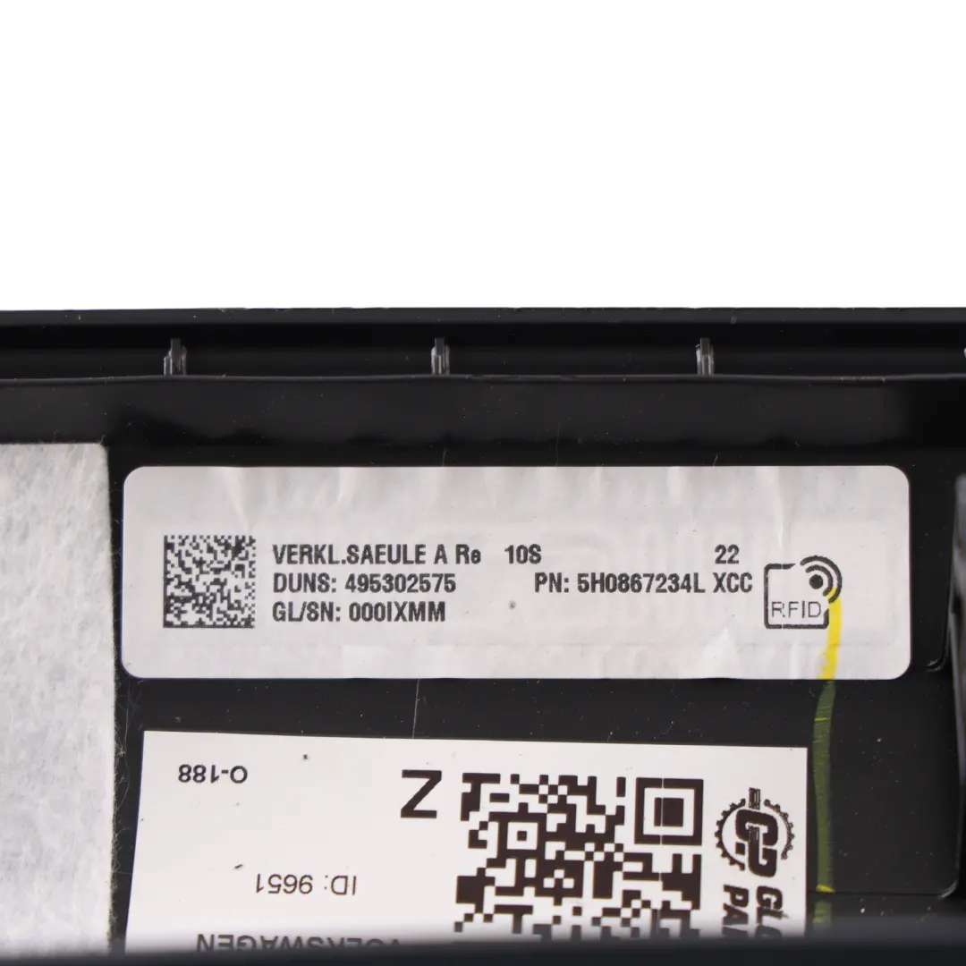 VW Golf MK8 A-Pillar Trim Cover Panel Moulding Upper Black Right O/S - SKU 5H0867234L - Part number 5H0867234L