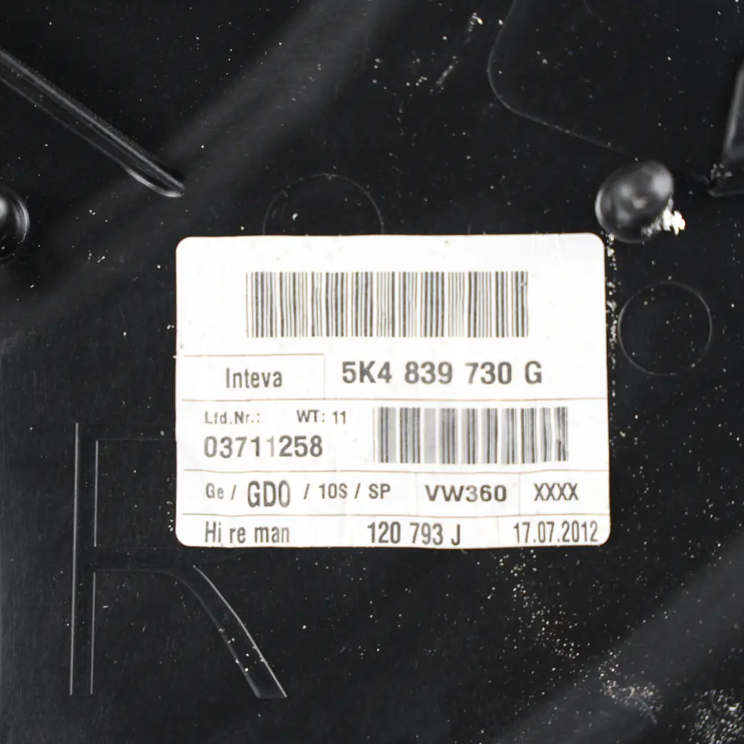 Mk6 Rear Window Lifter Regulator Manual Right O/S to Volkswagen Golf with Part number 5K4839730G Volkswagen Golf Mk6 Rear Window Lifter Regulator Manual Right O/S - SKU 5K4839730G - Part number 5K4839730G