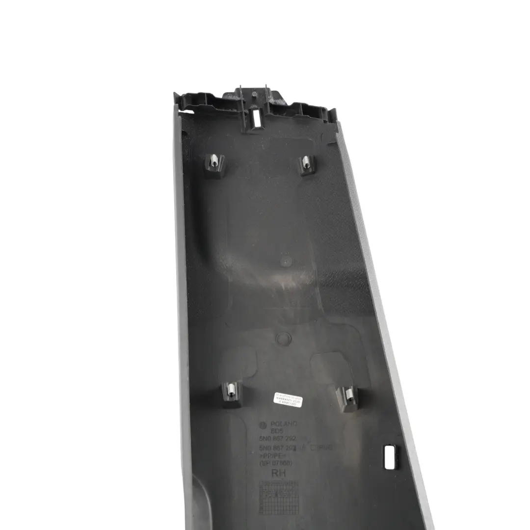 B-Pillar Lower Trim Panel Cover Black Right O/S to Volkswagen Tiguan 5N with Part number 5N0867292A Volkswagen Tiguan 5N B-Pillar Lower Trim Panel Cover Black Right O/S - SKU 5N0867292A - Part number 5N0867292A