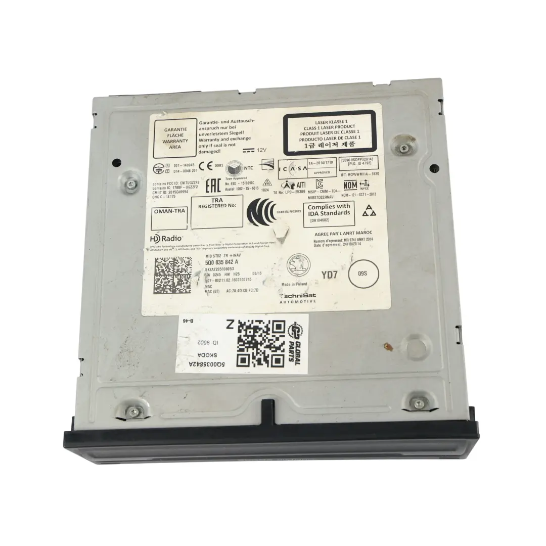 Skoda Octavia MK3 5E Autoradio Lecteur GPS Multimédia Unité - SKU 5Q0035842A - Numéro de pièce 5Q0035842A