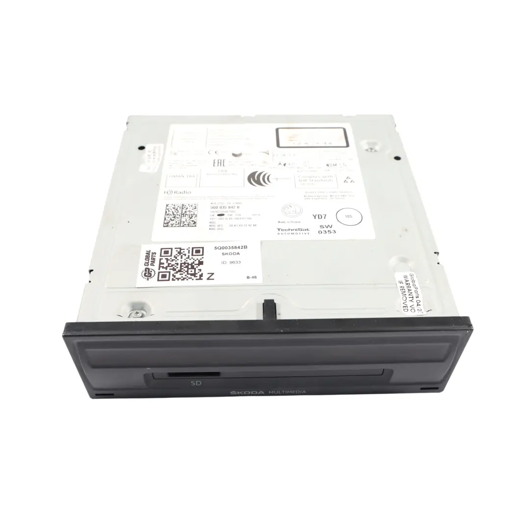 3V Rapid NH Octavia 5E Radio Head Unit CD Media Stereo to Skoda Superb with Part number 5Q0035842B Skoda Superb 3V Rapid NH Octavia 5E Radio Head Unit CD Media Stereo - SKU 5Q0035842B - Part number 5Q0035842B