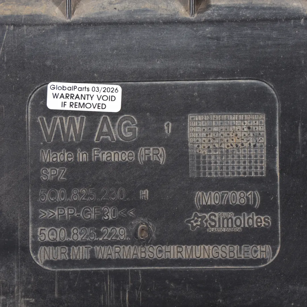 Seat VW Passat B8 Variant Skoda Octavia MK3 Panel Protector Motor - SKU 5Q0825230H - Número de pieza 5Q0825230H