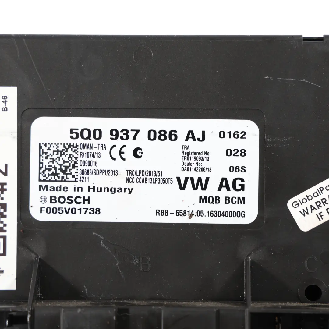 Skoda Octavia 5E VW Golf AU Karosserie Steuergerät Komfort Modul BCM - SKU 5Q0937086AJ - Teilenummer 5Q0937086AJ