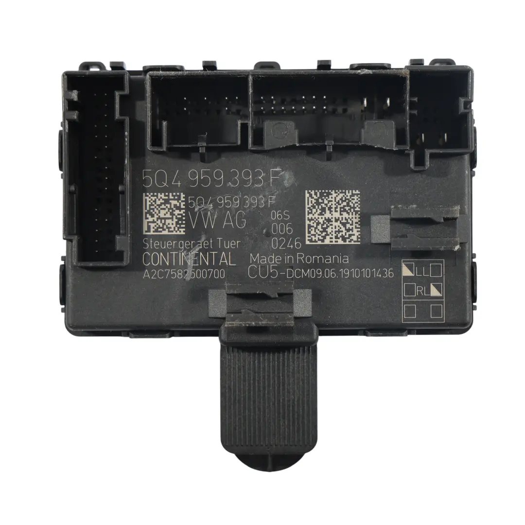 Skoda Octavia 5E Módulo Unidad Control Puerta Delantero Conductor - SKU 5Q4959393F - Número de pieza 5Q4959393F