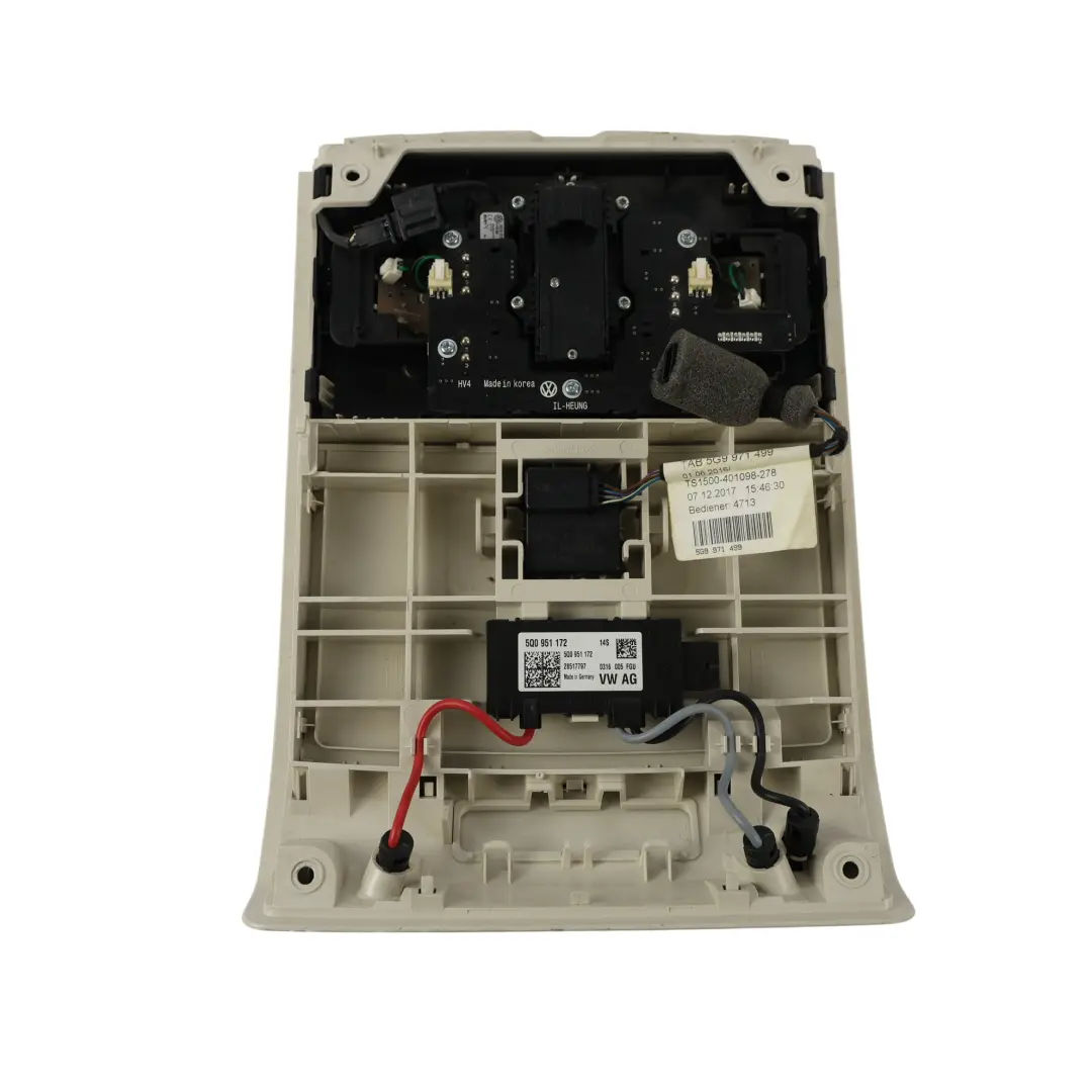 Volkswagen Passat B8 3G Golf 5G Panel Botón Luz Techo Interior - SKU 5TA947105C - Número de pieza 5TA947105C