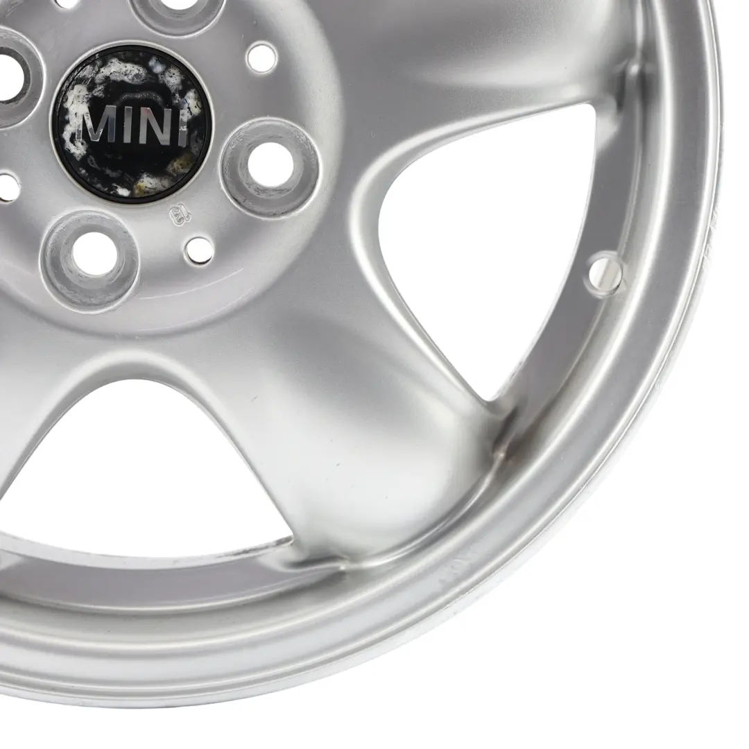 Alu Felge Alufelge Silber 15" 5 Star Spooler 100 für Mini Cooper R50 R56 mit Teilenummer 6768498 Mini Cooper R50 R56 Alu Felge Alufelge Silber 15" 5 Star Spooler 100 - SKU 6768498-1 - Teilenummer 6768498
