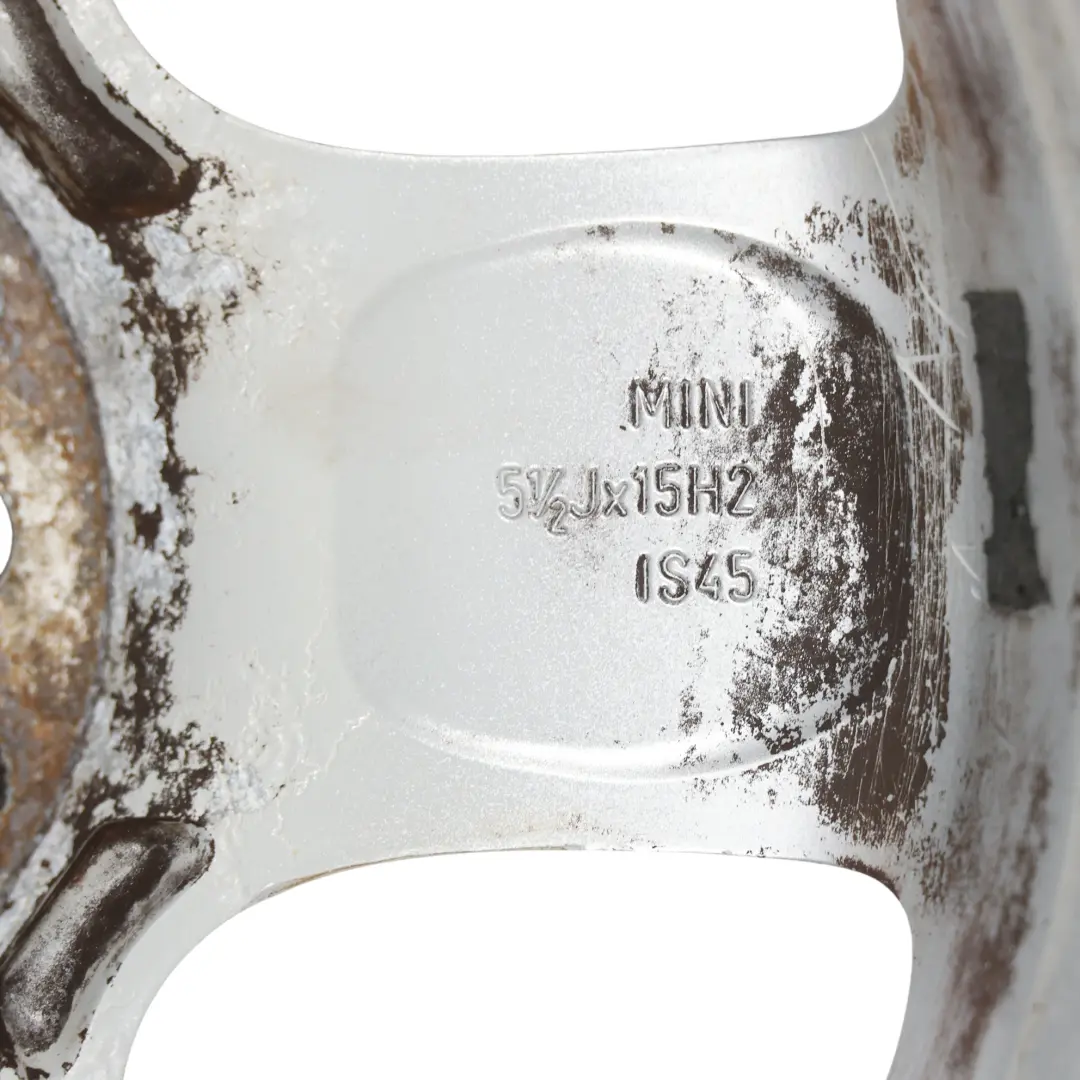 Alloy Rim 15" 5,5J 5-Start Spooler 100 to Mini One R50 R55 R56 Silver Wheel with Part number 6768498 Mini One R50 R55 R56 Silver Wheel Alloy Rim 15" 5,5J 5-Start Spooler 100 - SKU 6768498-2 - Part number 6768498