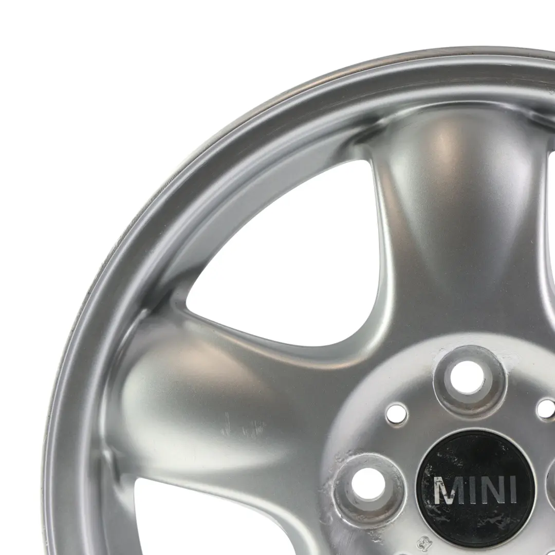 Alloy Rim 15" 5,5J 5-Start Spooler 100 to Mini Cooper One R50 R55 R56 Silver Wheel with Part number 6768498 Mini Cooper One R50 R55 R56 Silver Wheel Alloy Rim 15" 5,5J 5-Start Spooler 100 - SKU 6768498-3 - Part number 6768498