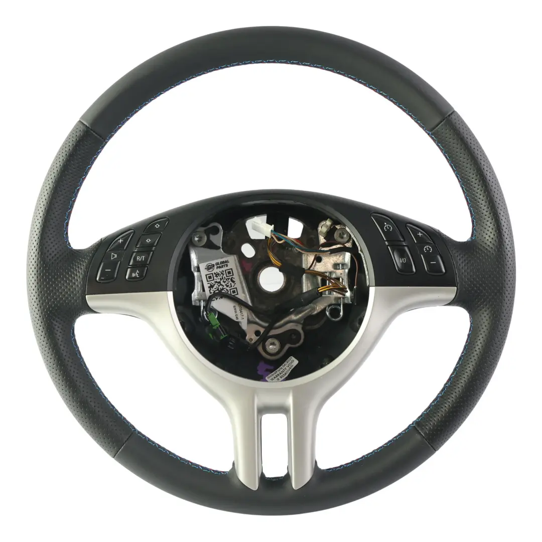 BMW E46 NEW Black Leather Sport Steering Wheel 3 Spoke M-tricoloured threads - SKU 6770417-1 - Part number 6770417